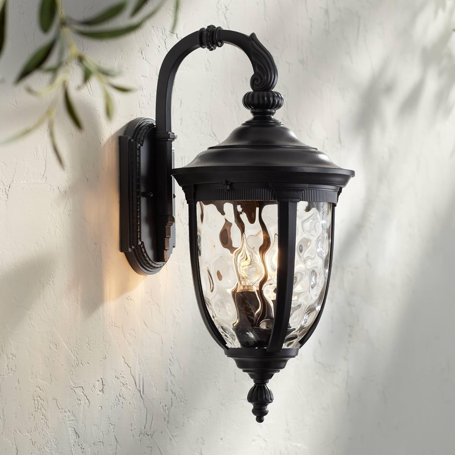 John Timberland Bellagio European Outdoor Wall Light Fixture Textured Black Metal 20 1/2