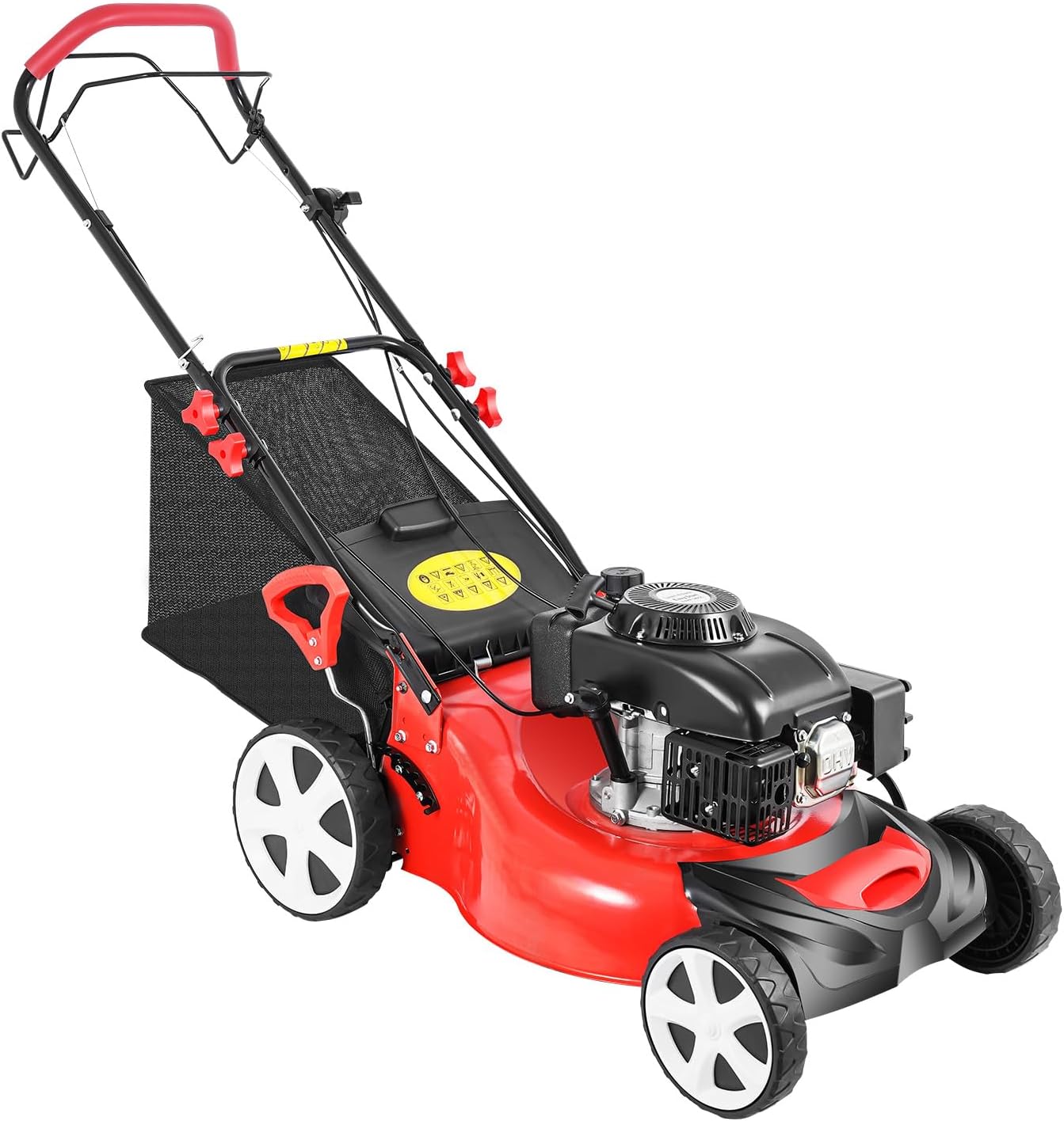 4-Stroke Self-propelled Gas Lawn Mower, 20 in 140cc 5HP OHV Gasoline Engine, Gas Walk Behind Pull Start Lawn Mower, 2800rpm