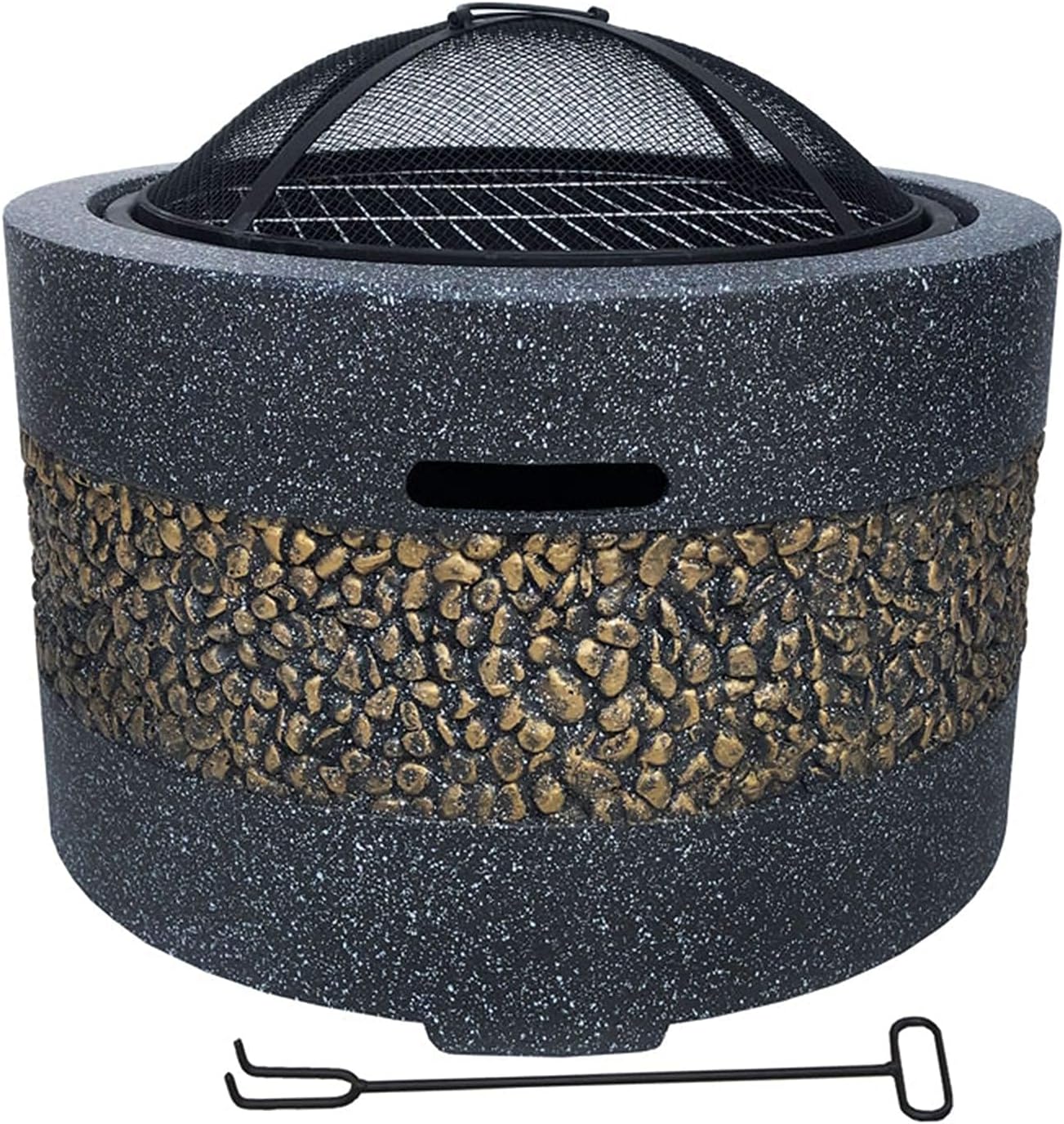 Outdoor Heaters & Fire Pits BBQ Grill Firepit Bowl Backyard Patio Garden Fireplace with Grill Grate for Camping Picnic Bonfire Patio Backyard Garden Beaches Park