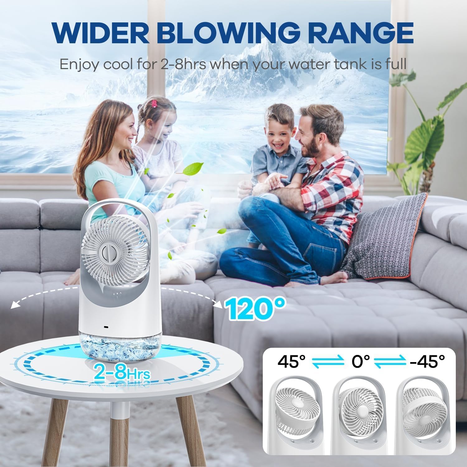 BAIWU Portable Air Conditioners Mini Air Conditioner with 120° Autorotation,Air Conditioner with 7-color night light and force 3 winds, Air Cooler with Office, Bedroom, Room, Home & Camping, CF125