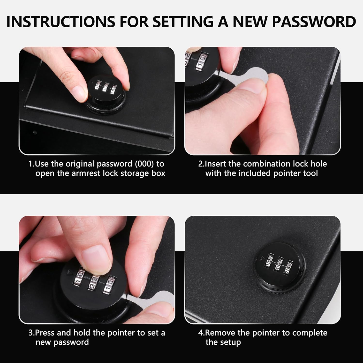 Center Console Safe Gun Safe Console Vault Lock Box for 2010-2020 Toyota 4Runner Accessories, Armrest Storage Box with 3 Digit Password Lock for 5th Gen 4runner Accessories