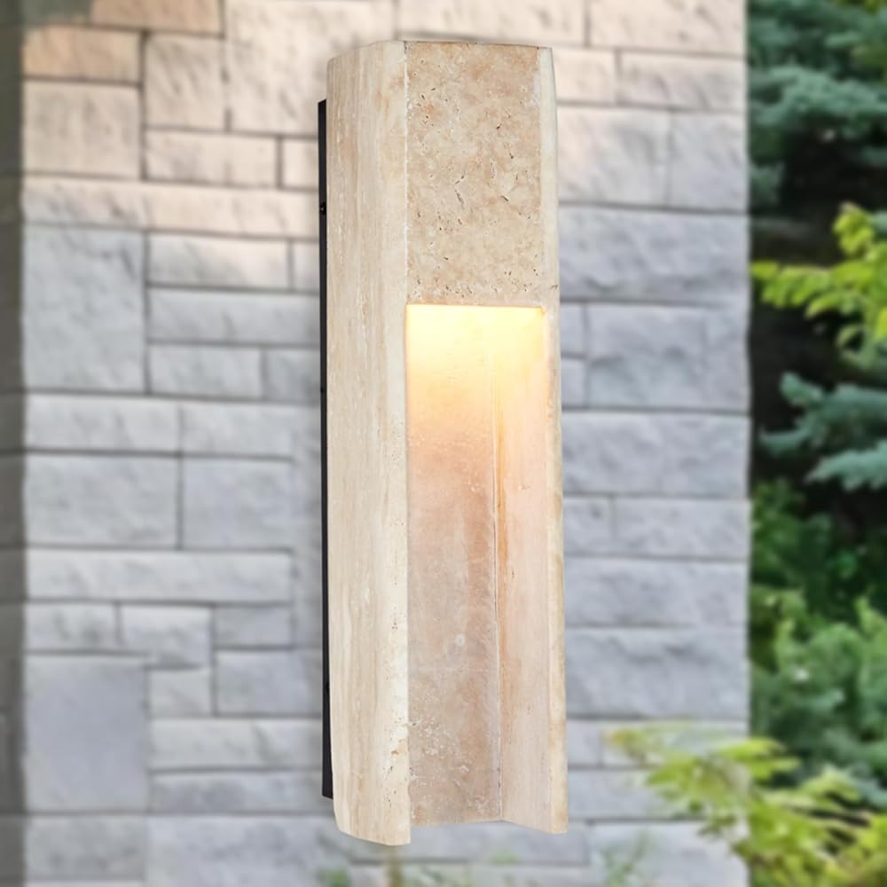 Travertine Polished Stainless Steel Canopy Indoor/Outdoor Wall Light, Living Room Wall Sconce Lighting, Wall Lights for Exterior, Bathroom Sconce, Bedroom Sconce Lights, 5