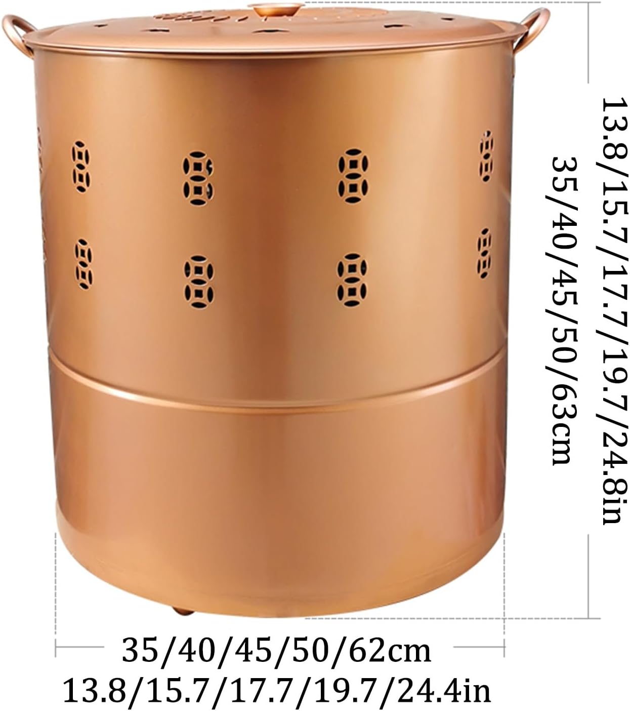 Burn Barrel Stainless Steel Fire Pit Paper Burner Yard Waste Incinerator Burn Barrels for Outside for Burning Trash Burn Cage for Garden Paper Leaf Trash Wood Backyard Bonfire.(BronzeG-Medium-40x40CM/