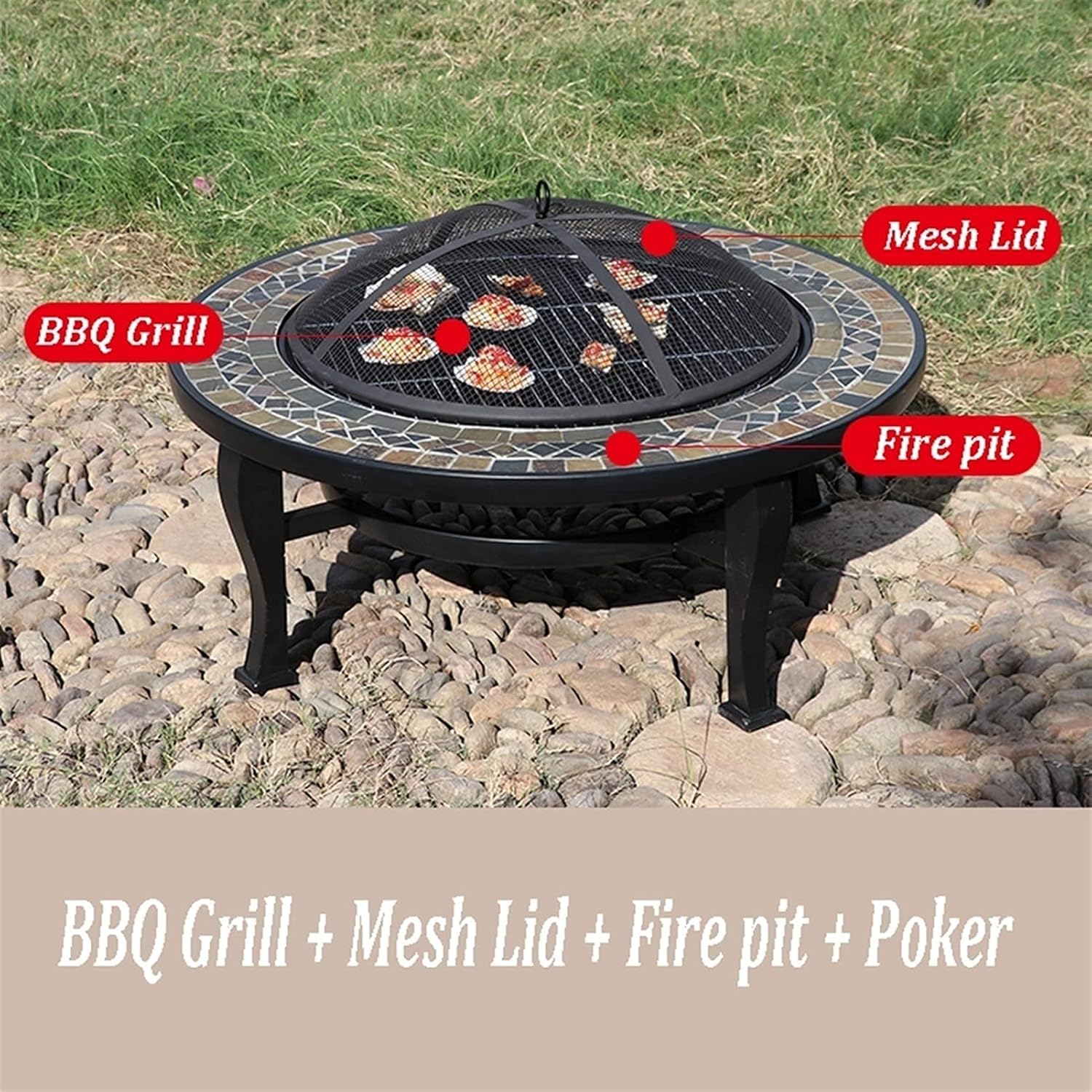 Fire Pits Outdoor Garden Wood-burning Fire Bowl, Portable Outdoor Heating Fireplace, for Outdoor Cooking and Campfire