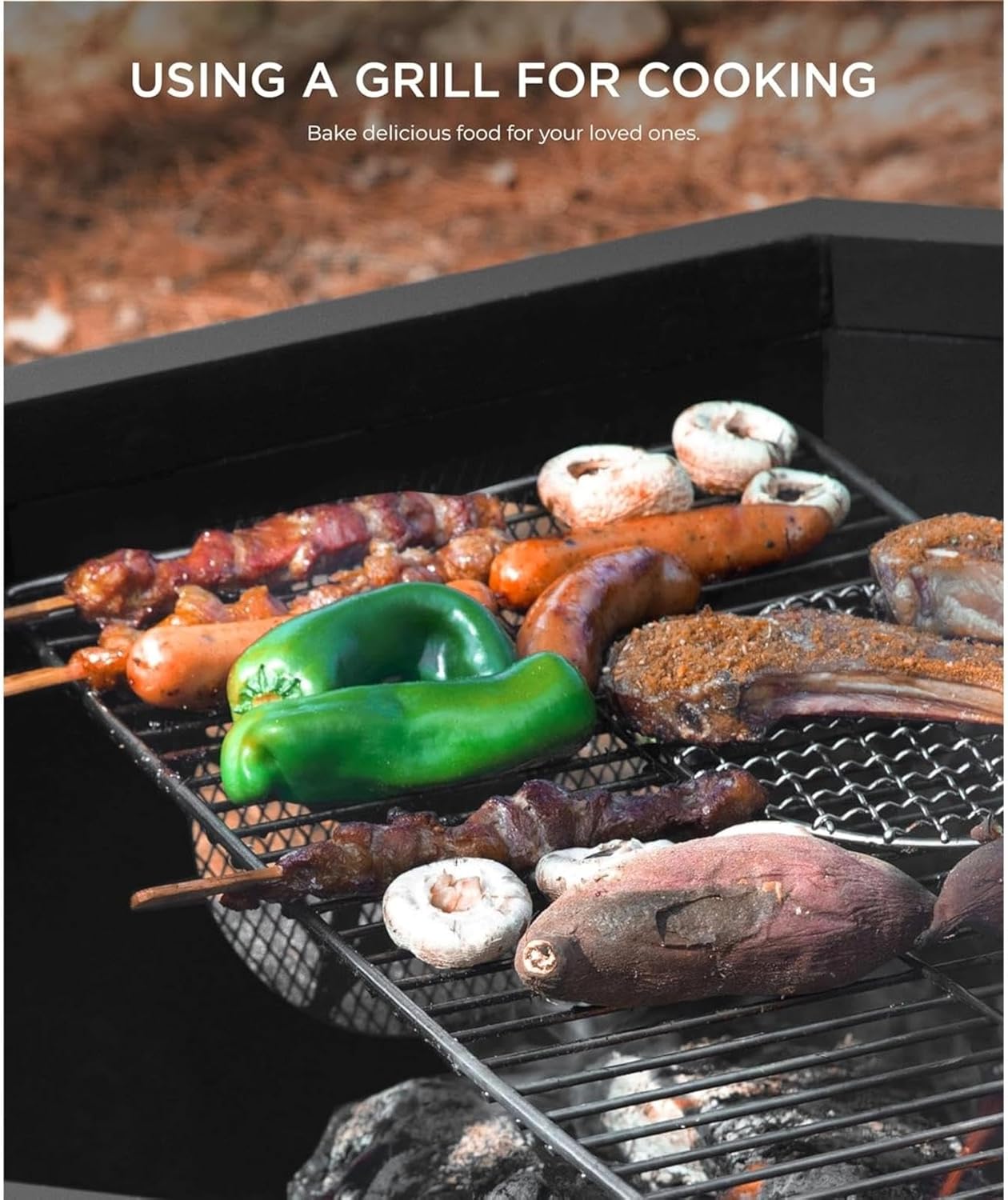 43 Inch Fire Pit, Outdoor Fire Pits with Cooking Grill, Wood Burning Fire Pits for Outside