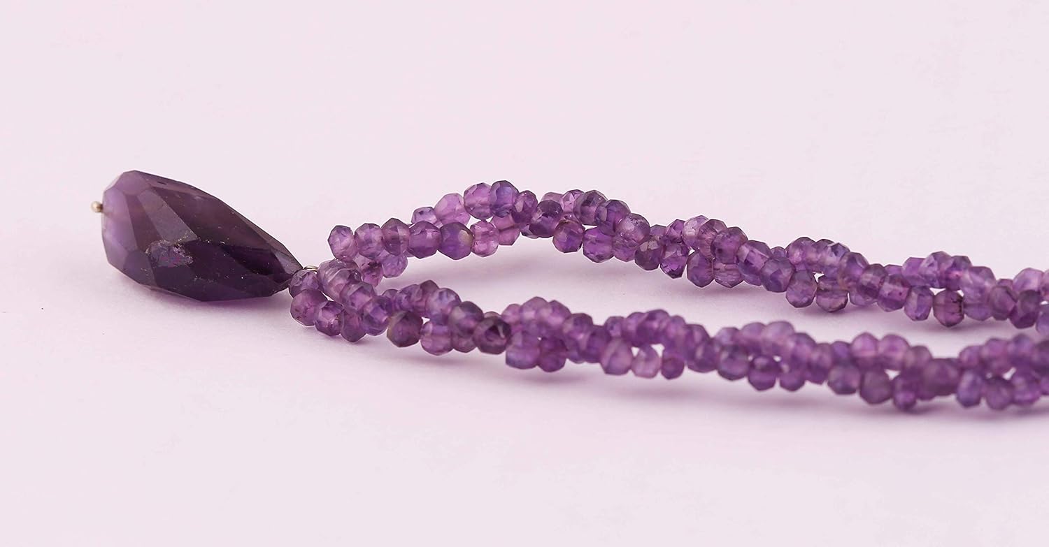 Natural Amethyst Gemstone Beaded Necklace for Women, Gemstone Necklace Chakra, Gemstone Necklace Beads, Gemstone Beads for Jewelry Making, 16