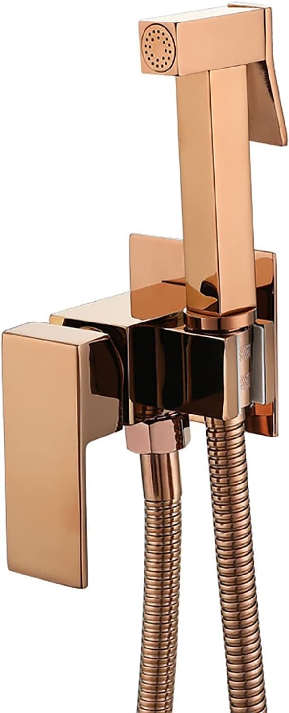 Handheld Bidet Sprayer for Toilet, Wall Mounted Cloth Diaper Kit Brass Set Single Handle with 150cm Shower Hose,Rose Gold(Rose Gold)