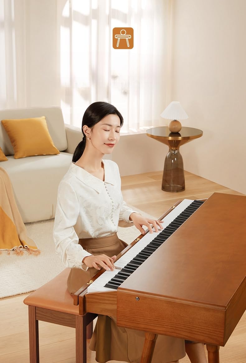 LANDTOM DD-8910 88-Key Solid Wood Drawer Digital Keyboard Piano With Stand, Multifunctional Desk Type Wooden Electric Hammer Weighted Full Size Keyboard Piano With 3-Pedal (Without Stool)