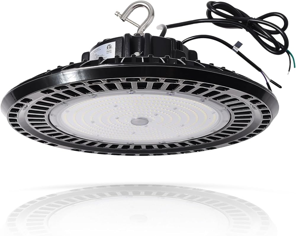 OSTEK 240W LED High Bay Light UFO, 38400 Lumens 5000K Daylight, Dimmable 1-10V Commercial Warehouse Lighting Fixture, 160LM/W Energy Saving IP65 Industrial Shop Light for Garage, Gym, Factory