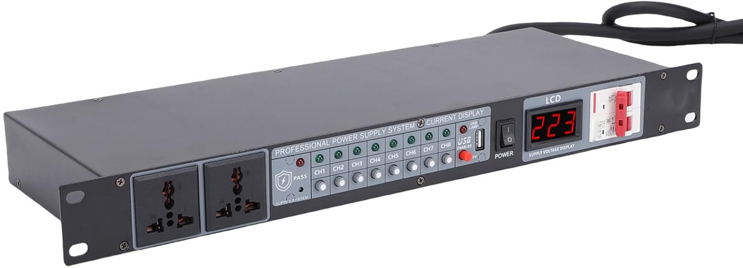 Zopsc 10 Channel Power Sequencer Controller with Digital Voltage Display, Professional Rack Mount Audio Sequencer for Amplifier, Speaker and High Power Equipment (US Plug)