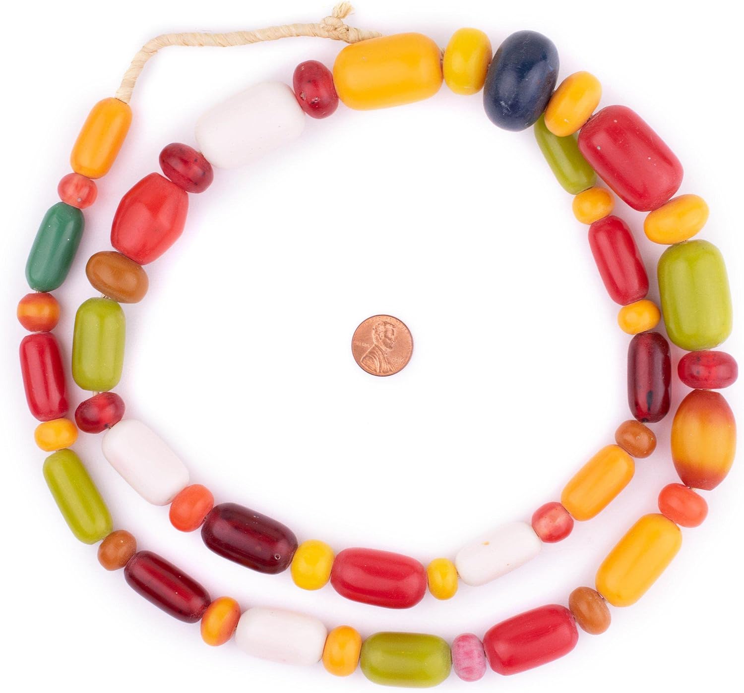 The Bead Chest Multicolor Kenya Resin Beads Long Strand 24mm African Mixed Large Hole 45-50 Inch Strand Handmade