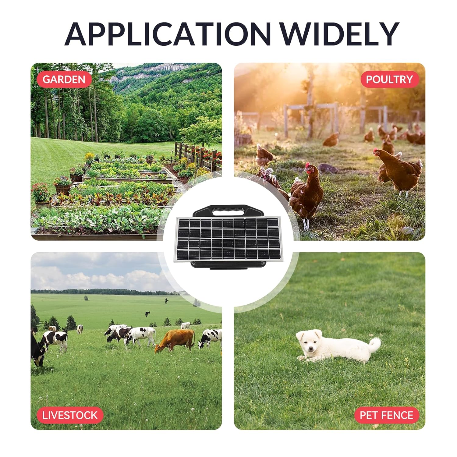S2500 2.2 Joule Solar Fence Charger, 60 Miles Solar Electric Fence Charger for Livestock, Horses, Cattle Sheep, Portable and Super Tough