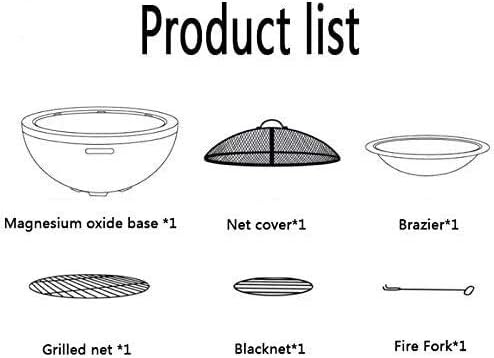 Fire Pits Outdoor Wood Burning Fire Pit,BBQ Grill Fire,Black Marble Design, Magnesium Oxide Material, High Temperature Resistance, Strong, High-End with Cover BBQ Cooking for Outside Camping Backyar