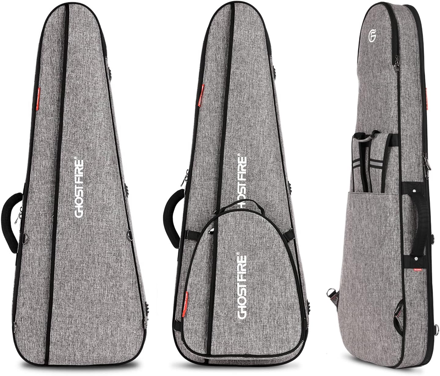 GHOSTFIRE high-end Electric Guitar Gig Bag Super thick fit ST/TL, LP/SG, Jazzmaster/Jaguar Style Soft Padded Backpack Electric Guitar Case An Expansion Package Is Attached (Electric guitar-grey)