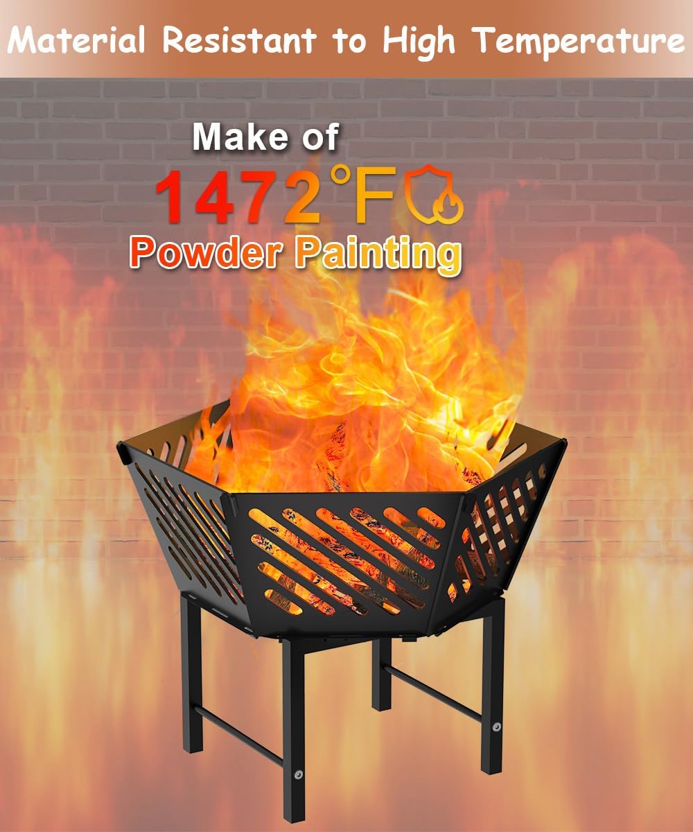 22.5 Inch Portable Plug Fire Pit for Camping and Heightened