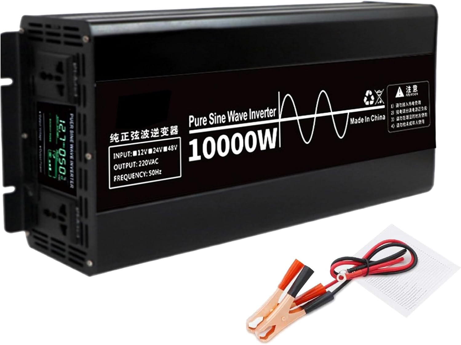 Pure Sine Wave Inverter 4500W/7000W/10000W Power Inverter 12V/24V/48V to 110V/220V DC to AC Converter Car Voltage Converter for RV Camping Car and Home Solar System,10000W-24V
