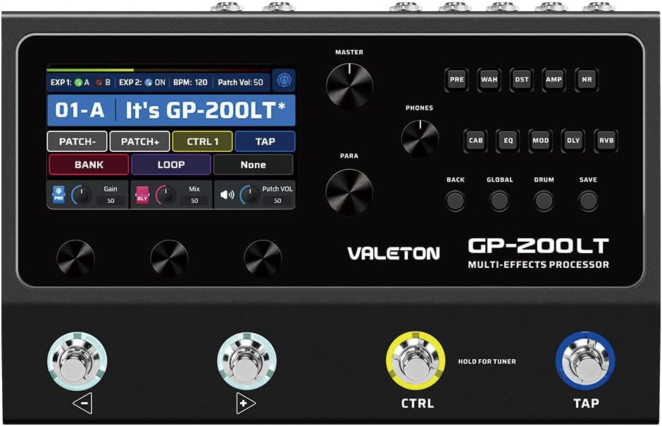 Valeton GP-200LT Multi Effects Pedal Multi Effects Processor Guitar Effects Pedal Bass Pedal Amp Modeling IR Cabinets Simulation Multi-Effects with FX Loop MIDI I/O Stereo OTG USB Audio Interface