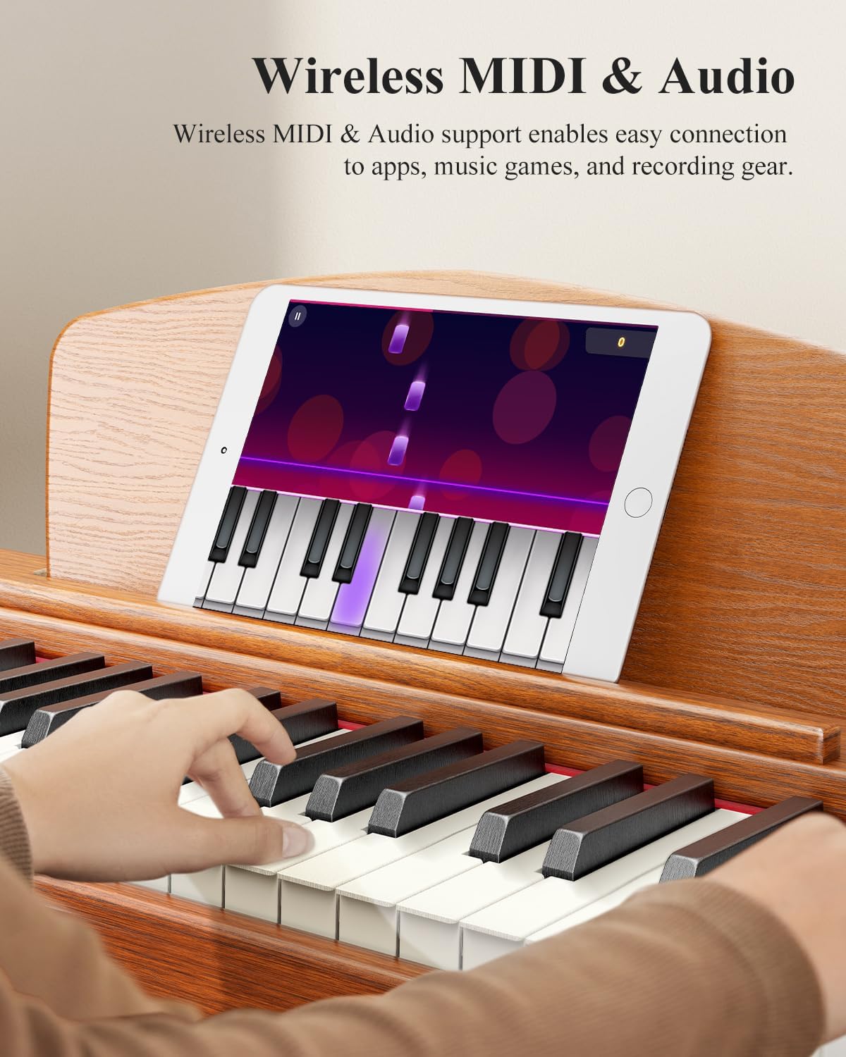 Eastar EP-80 Piano Keyboard 88 Keys, Full Size Electric Keyboard Piano with Velocity-Sensitive Key, Portable Beginner Digital Piano Bundle Piano Stand, Sustain Pedal, Music Stand and Headphones, Brown