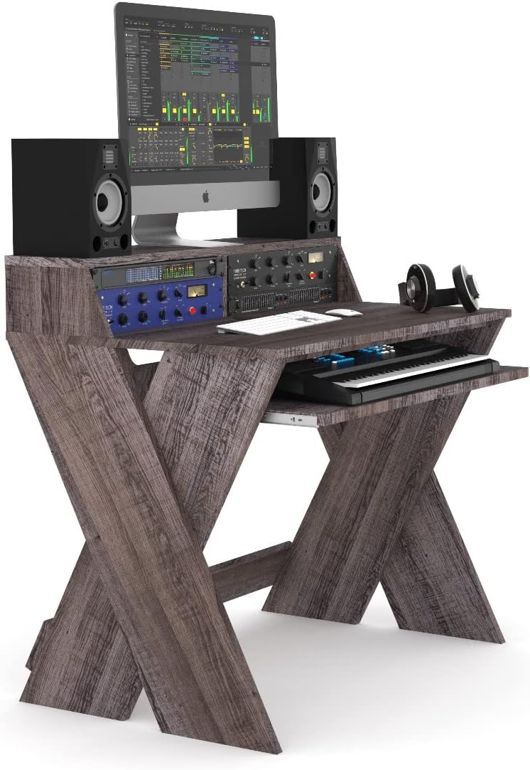 Glorious Sound Desk Compact Professional Studio Workstation with Pull-out Keyboard Compartment (Walnut)