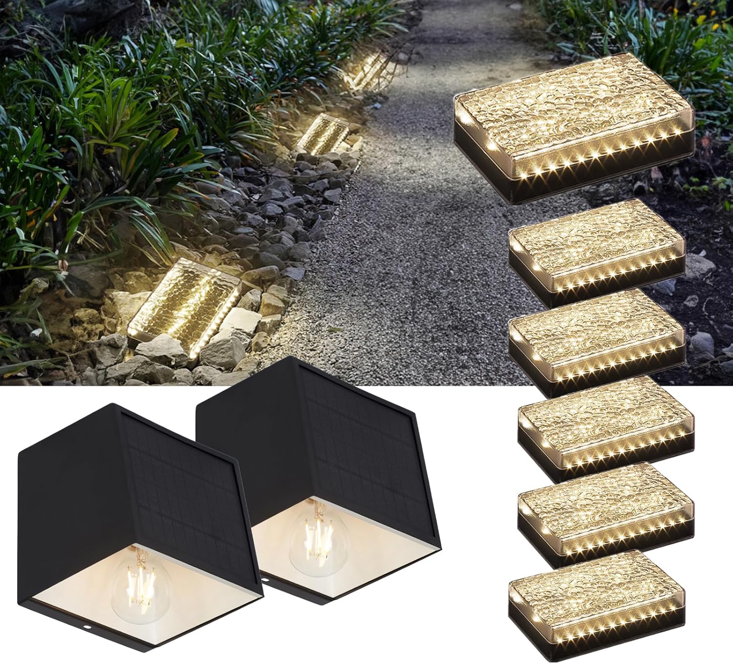 Bundle of Solar Ground Paver Lights & Solar Wall Sconce