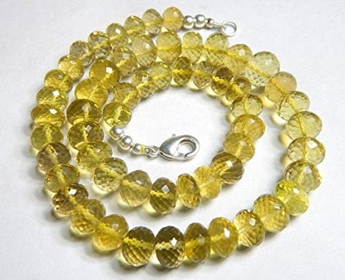 lemon quartz german cutting rondelle beads 18'' 8-11mm