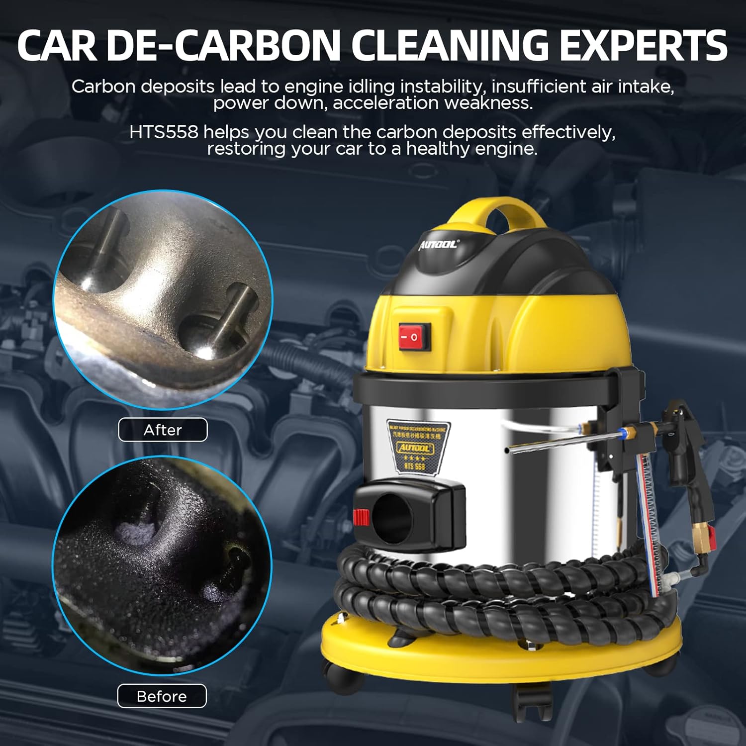 QIANS HTS558 Automotive Engine Intake Pipe Valve Clean Machine Valvetronic System Walnut Powder Sand Carbon Deposition Cleaner 110V