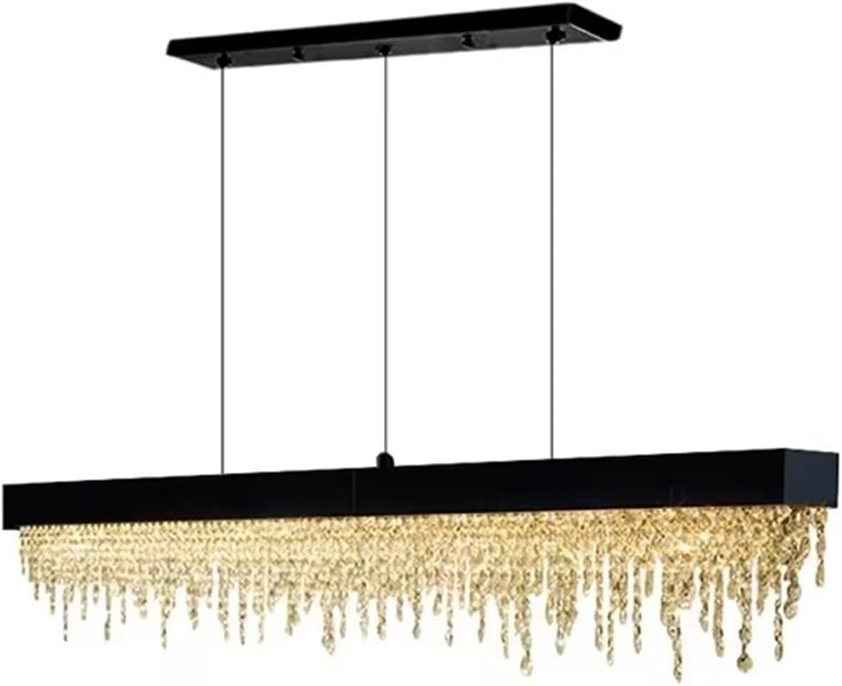 Dining Room Black Chandelier Modern Crystal Lamp Kitchen Island LED Hanging Lamp Home Decoration Interior Lighting Fixture,Modern Ceiling Light