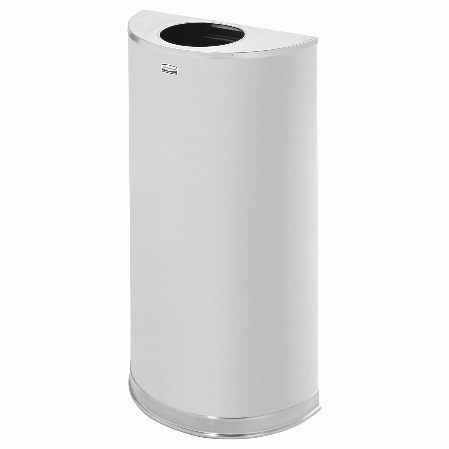 Rubbermaid Commercial Products Half Rounds Steel Trash Can, Open Top, 12 GAL, Stainless Steel, Indoor for Hotel Lobbies/Washrooms/Front of House Hospitality Areas