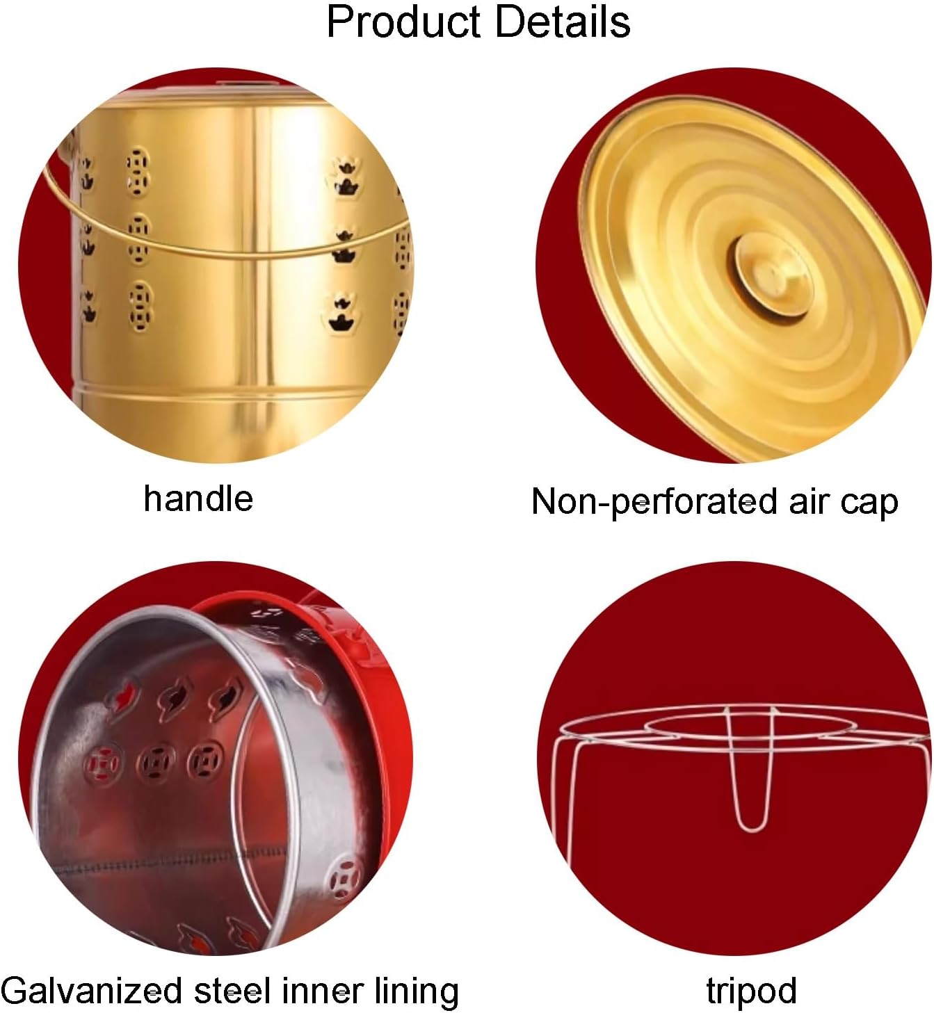 Paper Burning Bin, Stainless Steel Outdoor Smokeless Burn Barre, Carry Handle Attached, Yard Waste Incinerator Fire Pit Bin for Outside(52cm)