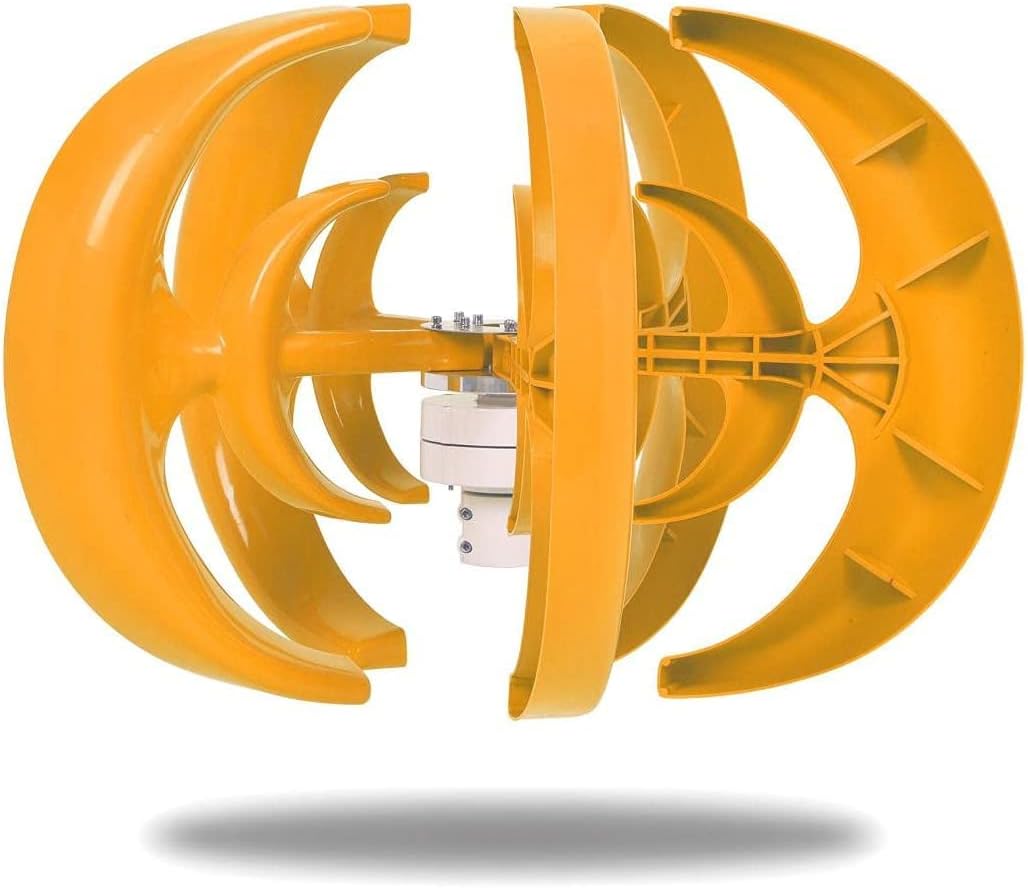 Wind Turbine Generator Kit, 8000W 5 Blade Wind Turbine Lantern Vertical Wind Generator Kit Electricity Producer Equipment (Yellow)
