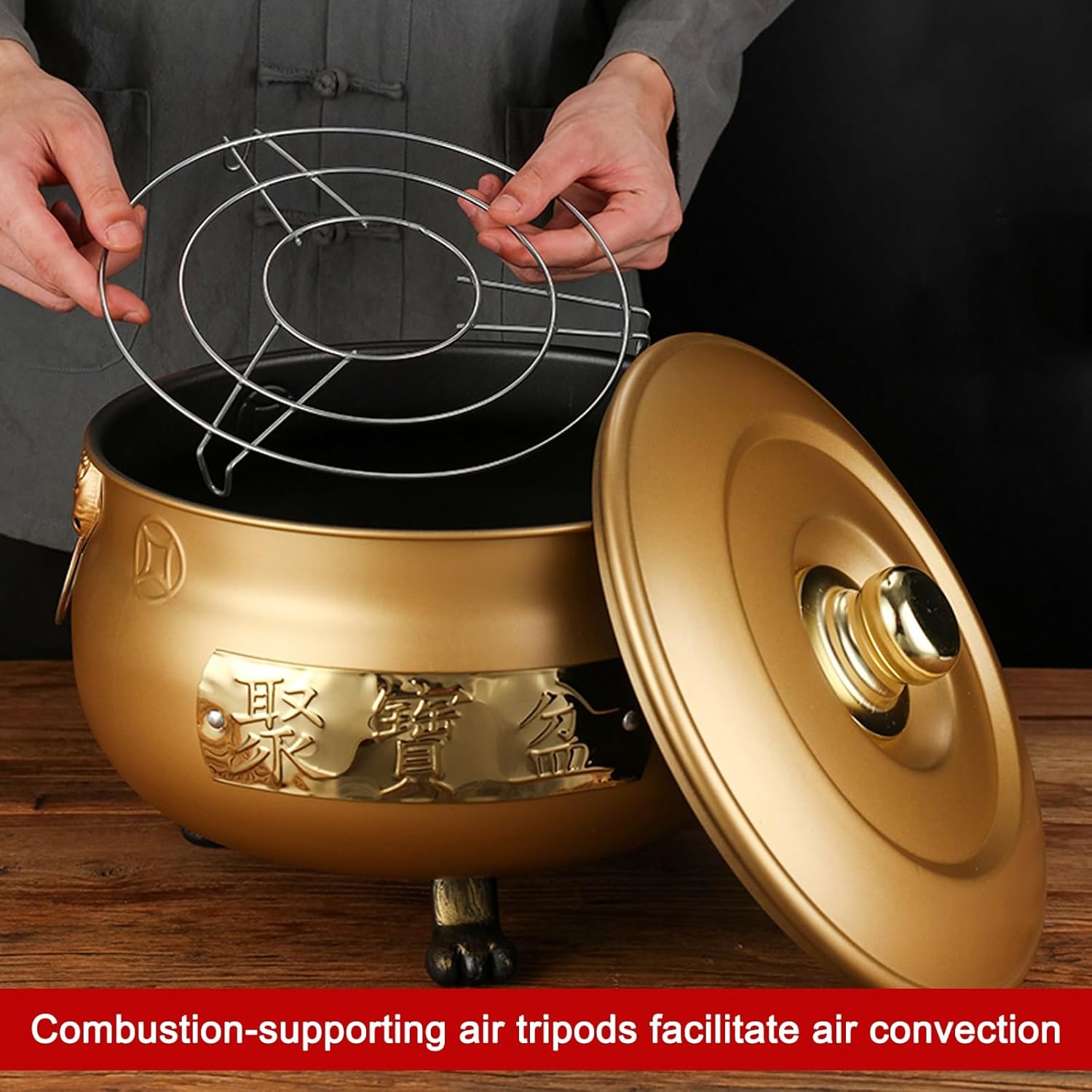 Burn Barrels for Outside, Metal Fire Pit, Portable Burn Cage, Used for Burning Garbage Leaves Wood Cardboard Campfires(Gold,40cm/16in)