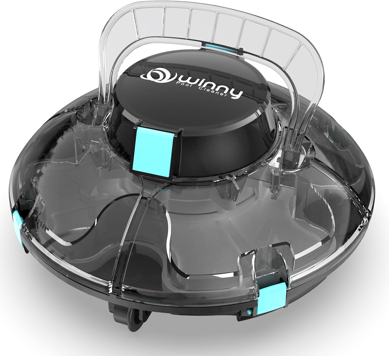 Cordless Robotic Pool Cleaner, Lasts 60 Min, Automatic Vacuum for Above-Ground Pools up to 538 Sq.ft,Portable, Self-Parking,Transparent Black