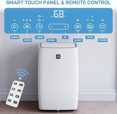 Portable Air Conditioners 12,000 BTUs, Room AC Unit Portable With 4 Modes, Cool/Dehumidifier/Fan/Sleep Mode/24Hrs Timer, Remote Controller,Up to 550 Sq.Ft