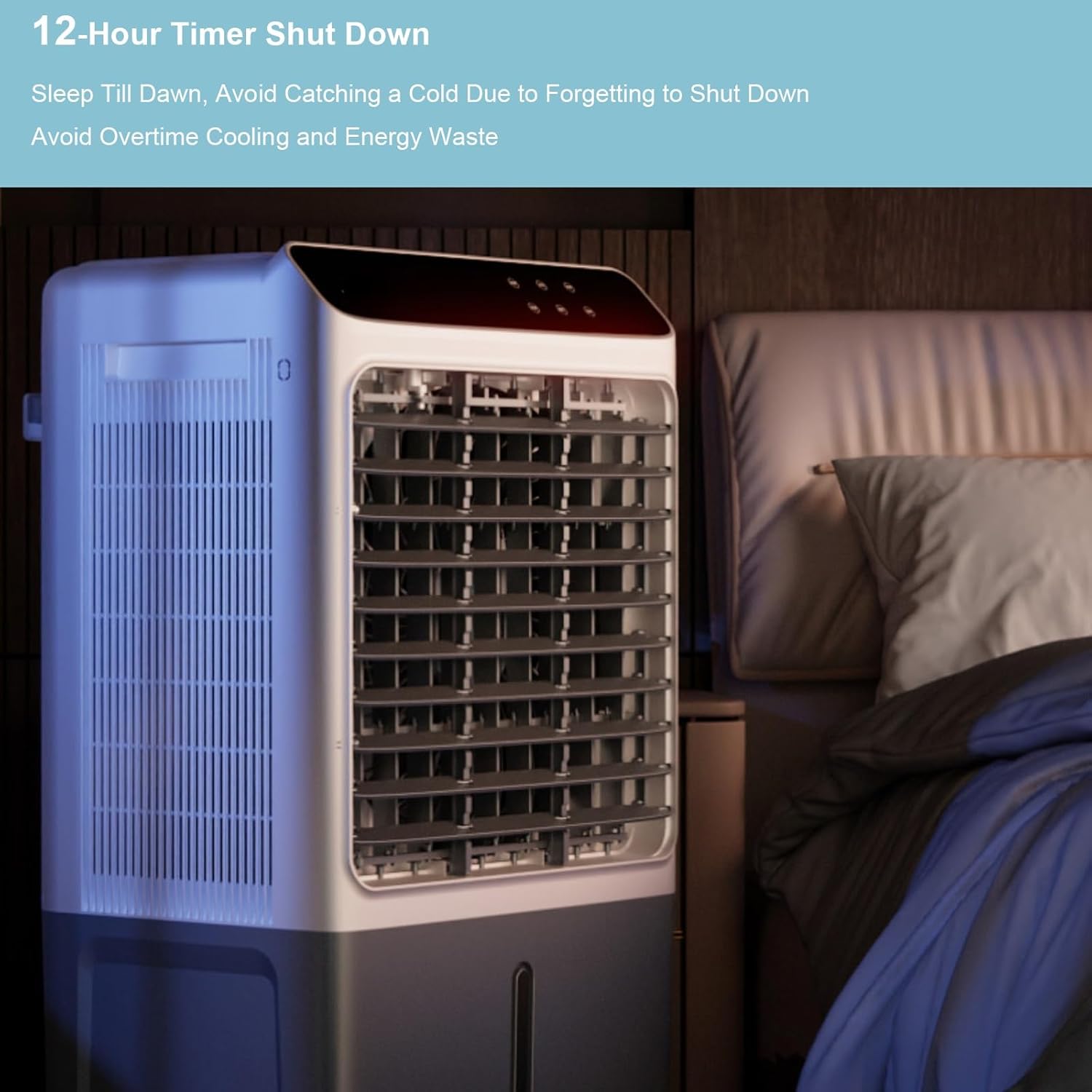 Indoor Windowless Air Conditioner, Swamp Cooler Fan and Humidifier with 7Gal Tank, Remote, 4 Ice Packs, 3 Speeds, 3 Modes, 12H Timer, Evaporative Cooler for Room Indoors(77cm/31in)