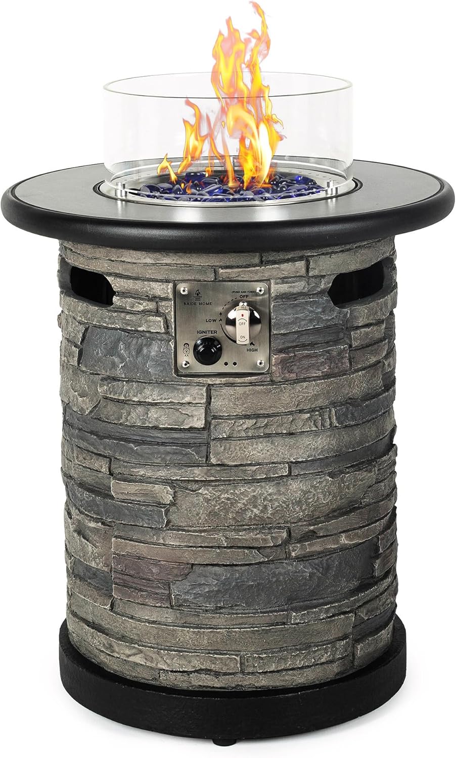 Outdoor Propane Fire Pit Table, Round Porcelain Tile Top 22
