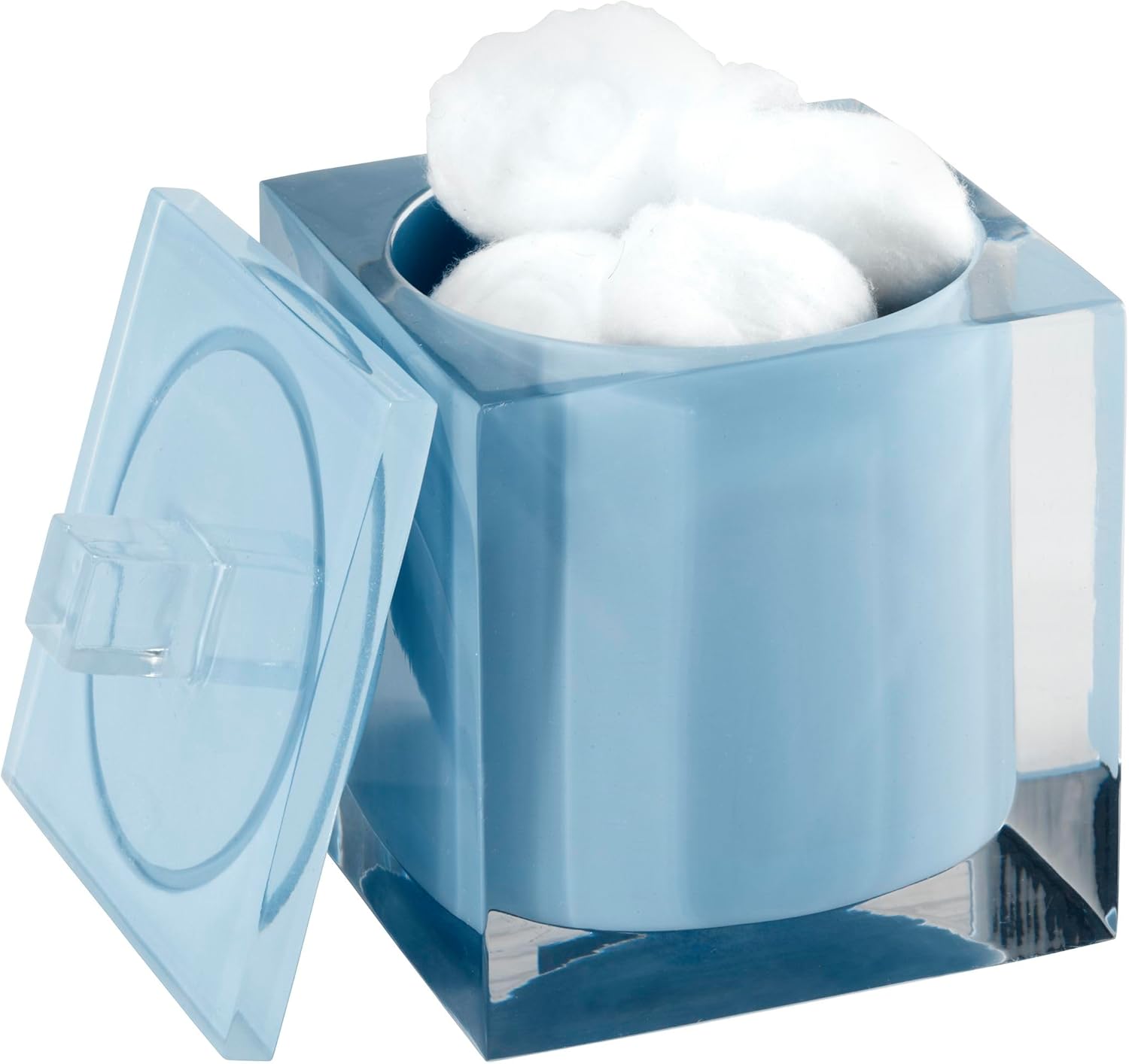 Izod - Bathroom Set, 3pc Countertop Accessories, Vanity Tray, Covered Jar & Lotion Pump, Modern Home Decor, Dorm Room Essentials (Marina Collection, Blue)