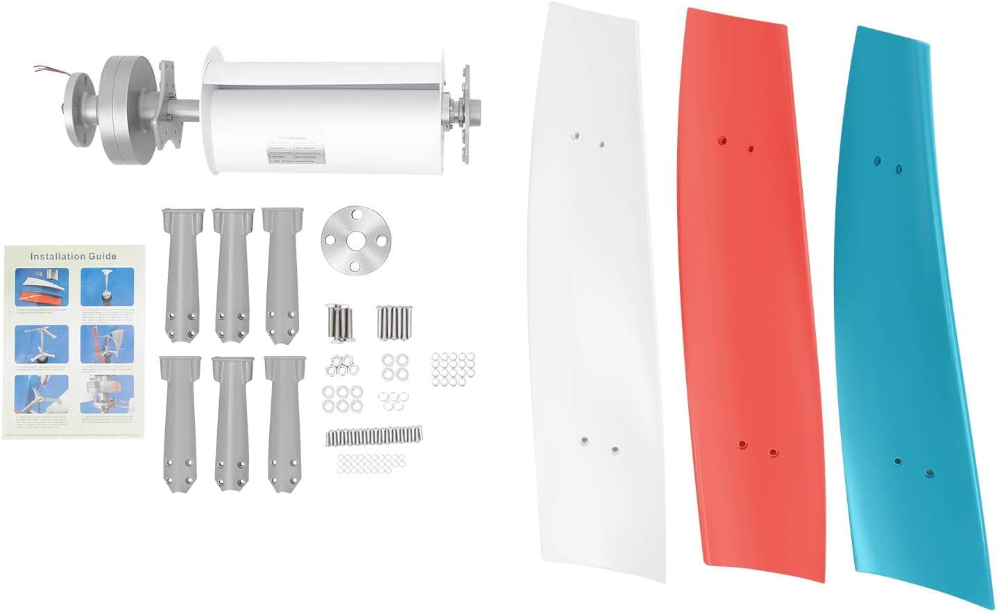 Wind Turbine, 3-Blade Wind Turbine Generator Automatic Home Windmill Kit with Controller, Home Wind Turbine System Wind Power Equipment for Boats, Gazebos, Chalets, IP67 Protection Grade