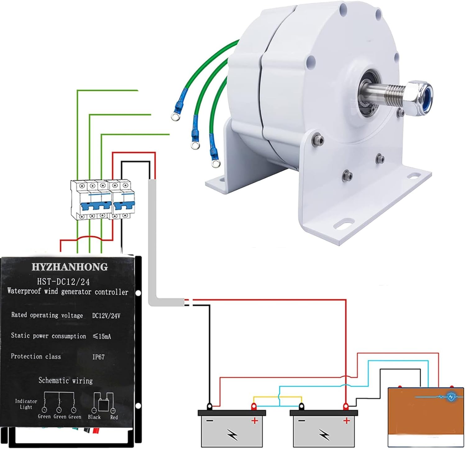 Low Speed Permanent Magnet Generator, 1500W 3-Phase Electric Wind Turbine Generator 110V/220V AC Alternators Use for Motor Drive Wind Turbine