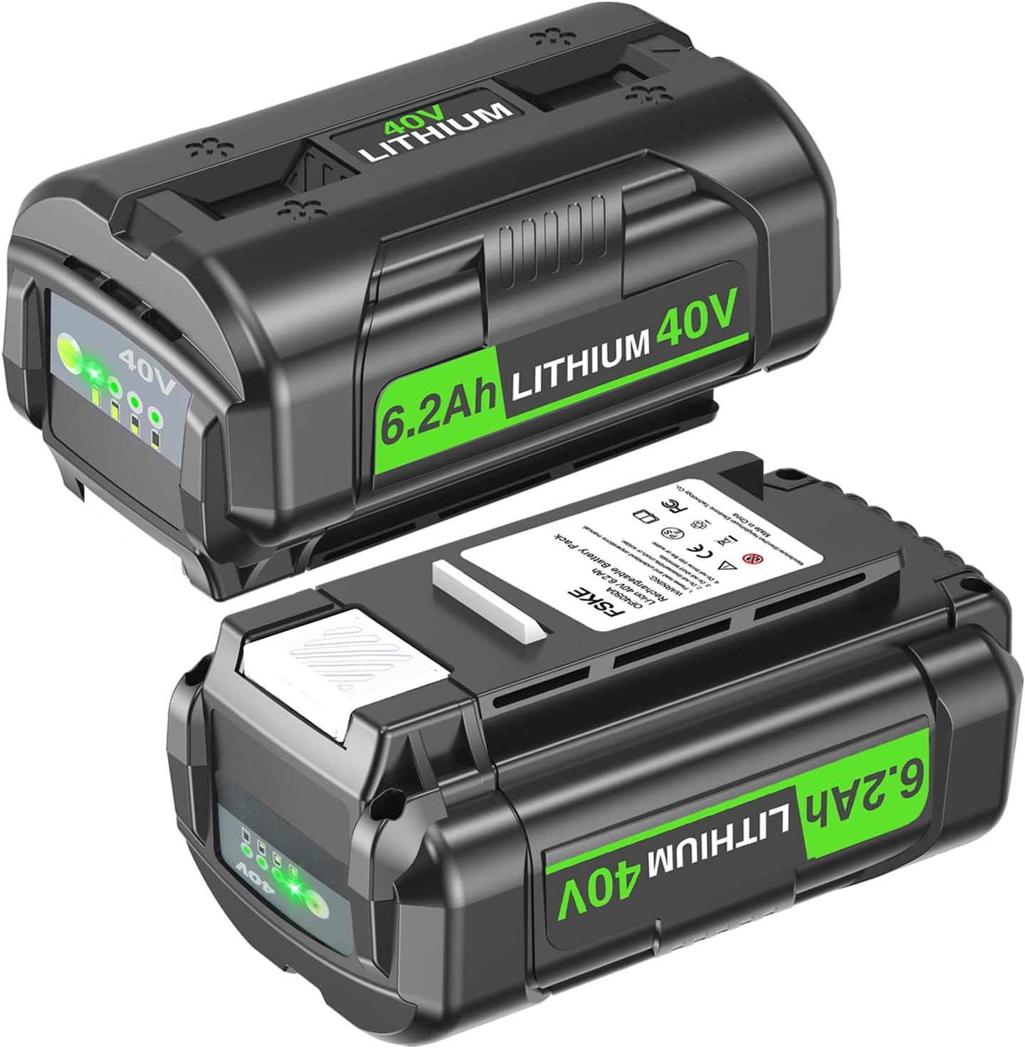 FSKE 2Pack 6.2Ah Replacement for Ryobi 40V Battery OP4050 OP4040 OP40601 etc - Compatible with Ryobi 40 Volt Battery Power Tools
