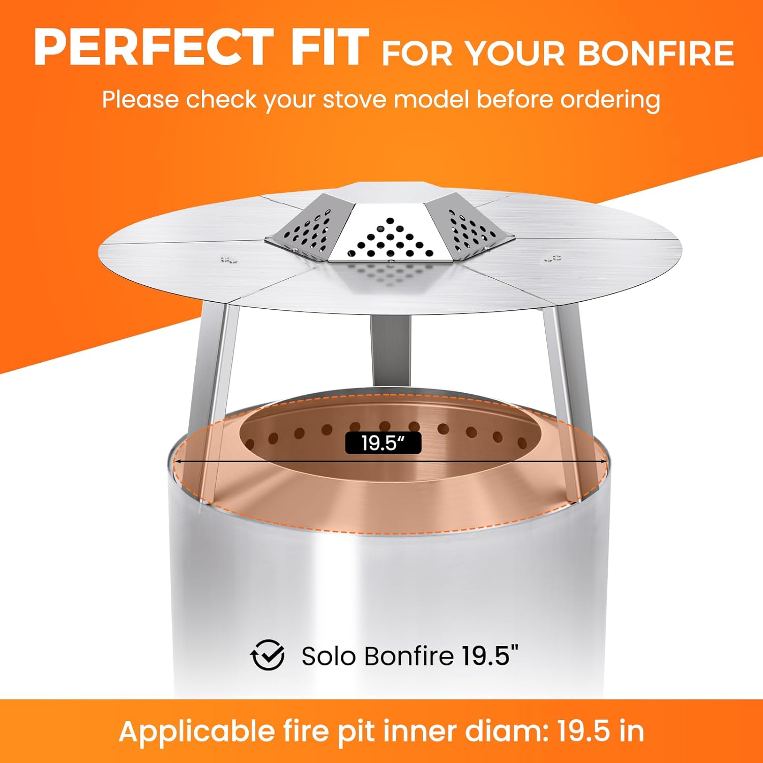 Fire Pit Heat Deflector for Solo Stove Bonfire 1.0/2.0 and Other 19.5
