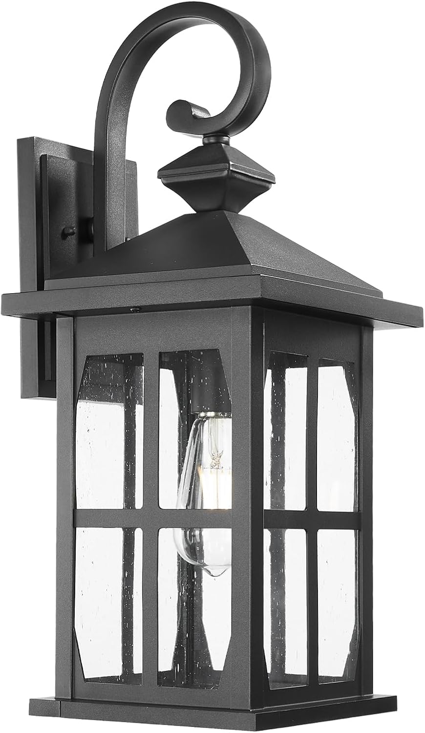 Darkaway Large Outdoor Light Fixtures Wall Mount, 21inch Outdoor Wall Lights Exterior Lighting Fixtures Waterproof Black Outside Wall Sconce with Seeded Glass for House Porch Hallway Garage Front Door