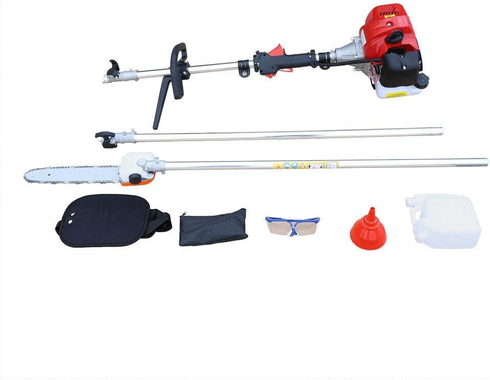 Gas Powered Pole Saw for Tree Trimming, 42.7CC 2 Stroke Tree Trimmer with Long Handle, Cordless Pole Saw Chainsaw with 3.44Ft Extension Pole Reach to 11.15Ft (US Stock)