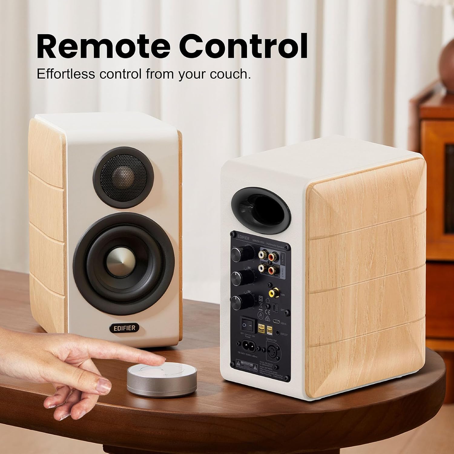 Edifier S880DB MKII Active Bookshelf Speakers,2.0Computer Hi-Fi Speaker System,88W RMS Hi-Res Audio with LDAC Bluetooth USB-C Optical Coaxial RCA Input Subwoofer Output for Record Player TV,Pair-White