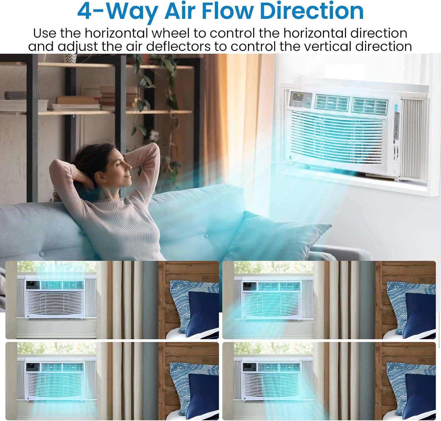 5000 BTU Window Air Conditioner for Bedroom/Living Room, Cools Up to 150 Sq. Ft., Energy-Efficient Window AC with 30% Faster Cooling, Adjustable Window Kit, Intuitive Mechanical Controls