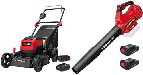 PowerSmart 40V Leaf Blower & 17in Cordless Mower, Electric 4.0Ah 2x2.0Ah Battery & Charge, for Lawn Care