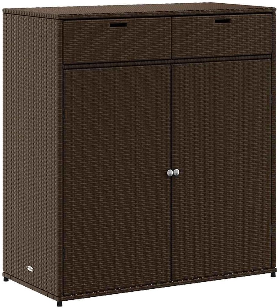 vidaXL Outdoor Storage Box, Large Deck Box PE Rattan with Magnetic Closure Weather Resistant, Stylish Modern Design with Ample Space for Tools and Cushions, Bown 41.3