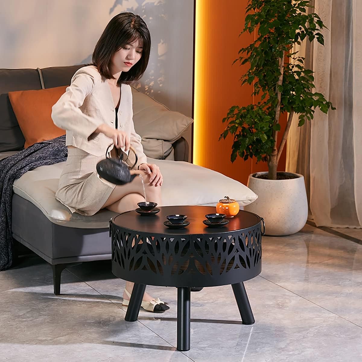 Outdoor Fire Pits, Portable Smokeless Fire Pit,Indoor Heating Stove, Home Charcoal Stove charcoalbarbecue Grill, for Campfire, Cooking, BBQ on Patio Deck Backyard and Beach