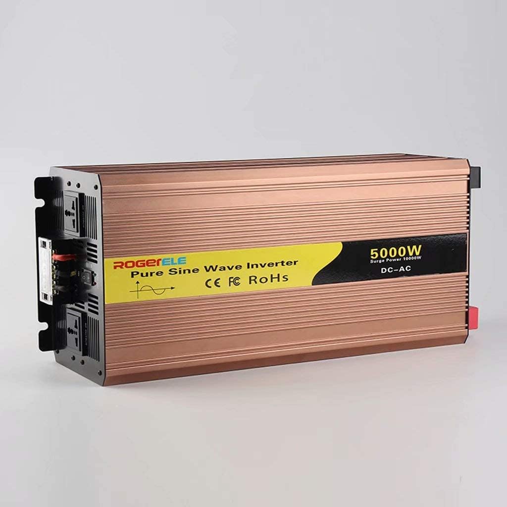 Car Inverter 5000w Pure sine Wave DC 12v to AC 220v Power Converter 10000W Peak Power Solar Inverter with USB Charging Ports and 2 AC Outlet (48vto220v)