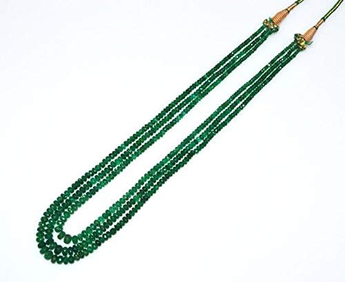 finest 3 line natural emerald faceted rondelle necklace, emerald faceted rondelle beads, 2.50-5.50 mm, 15