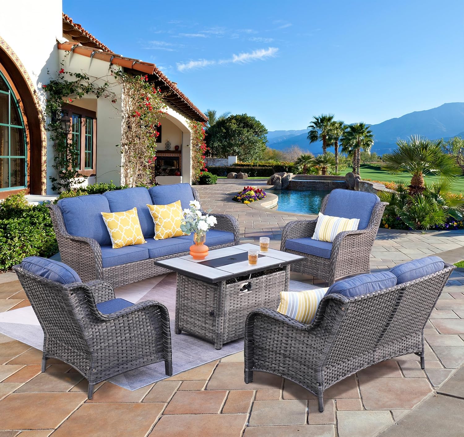 ovios 5 Pieces Patio Furniture Set with 42
